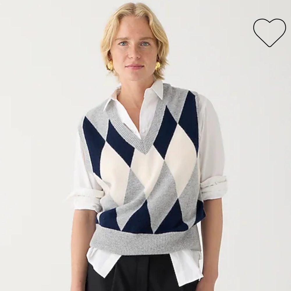 J. Crew Argyle Cashmere Sweater Vest